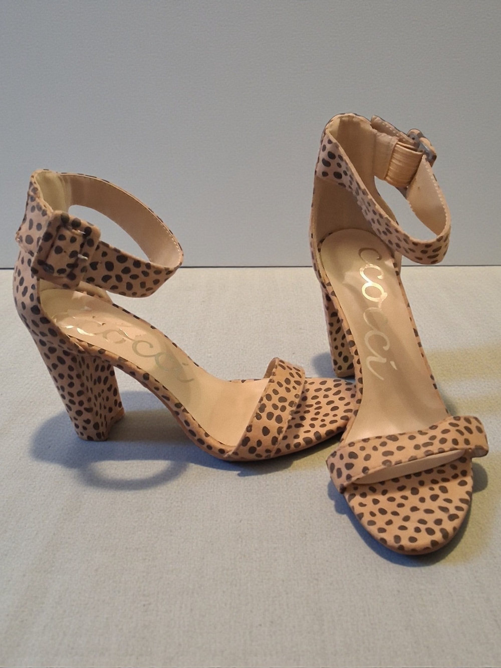 Women Qupid Block Heel Leopard Print Sandals Heel Womens Shoes Size 11